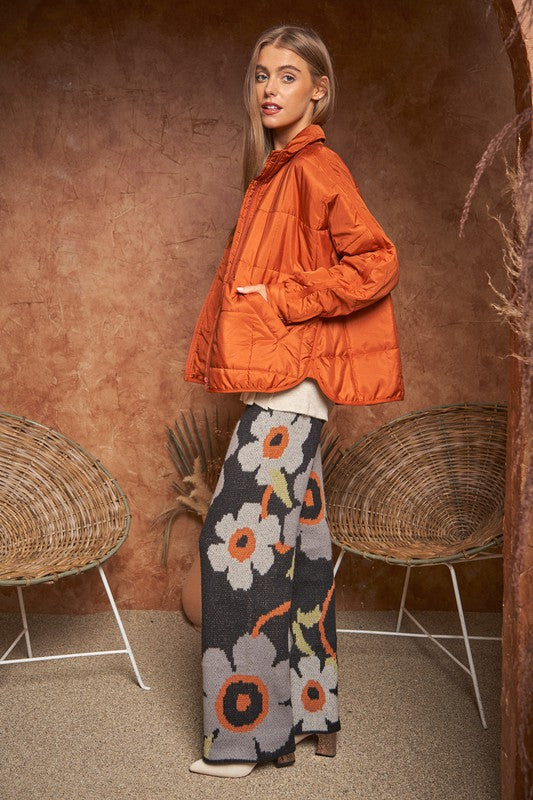 Flower Printed Casual Cozy Wide-Leg Pants