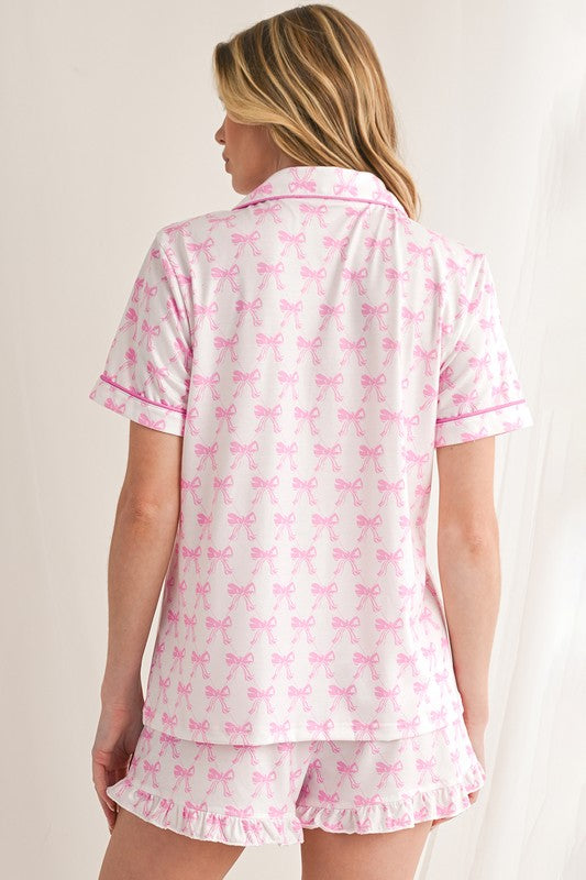Feminine Bowknot Pajama Set