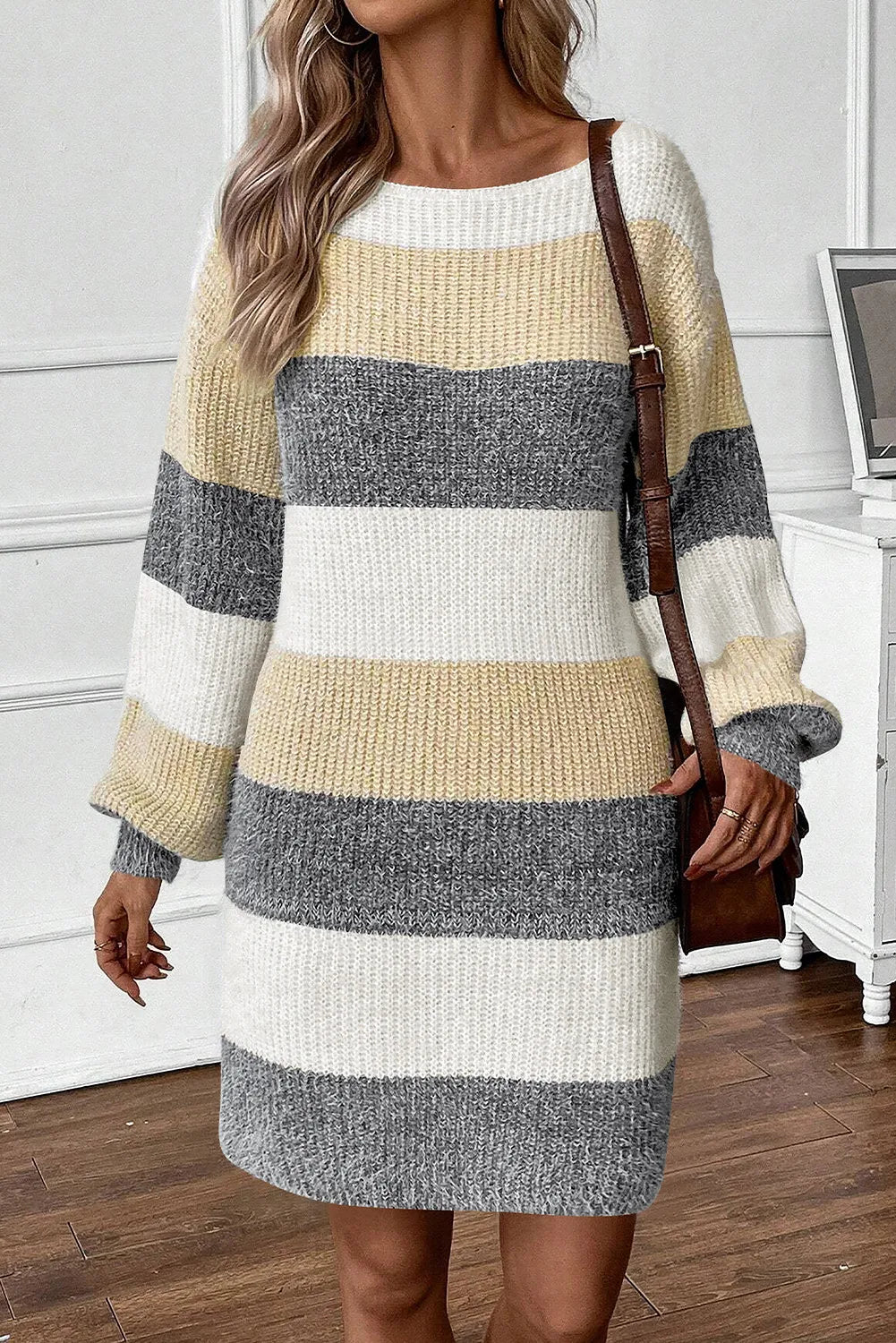 Block Party: Color Block Boat Neck Sweater Dress