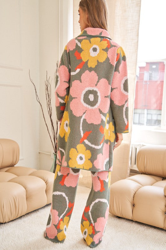 Flower Printed Casual Cozy Wide-Leg Pants