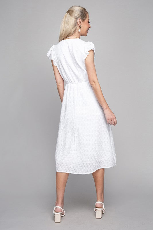 V-Neck Embroidered Eyelet Dress