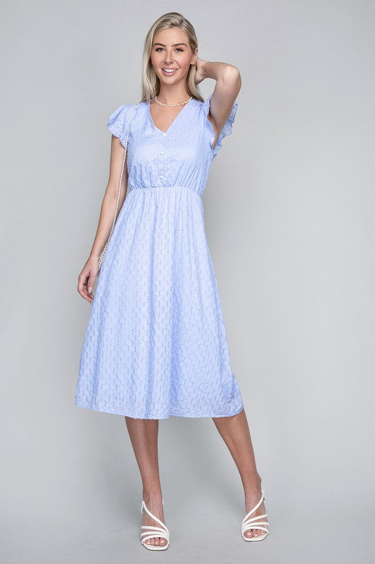 V-Neck Embroidered Eyelet Dress