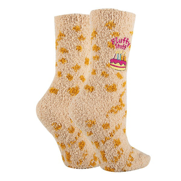 Women's Fuzzy Crew Socks - Fluffy Birthday Edition