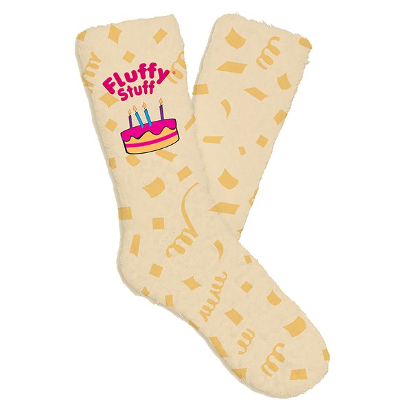 Women's Fuzzy Crew Socks - Fluffy Birthday Edition