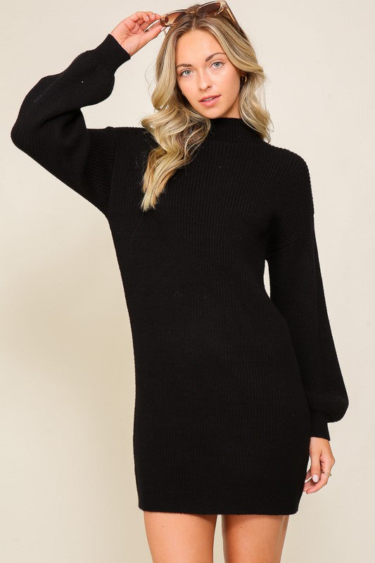 Cozy Chic: Balloon Sleeve Sweater Dress Vibes