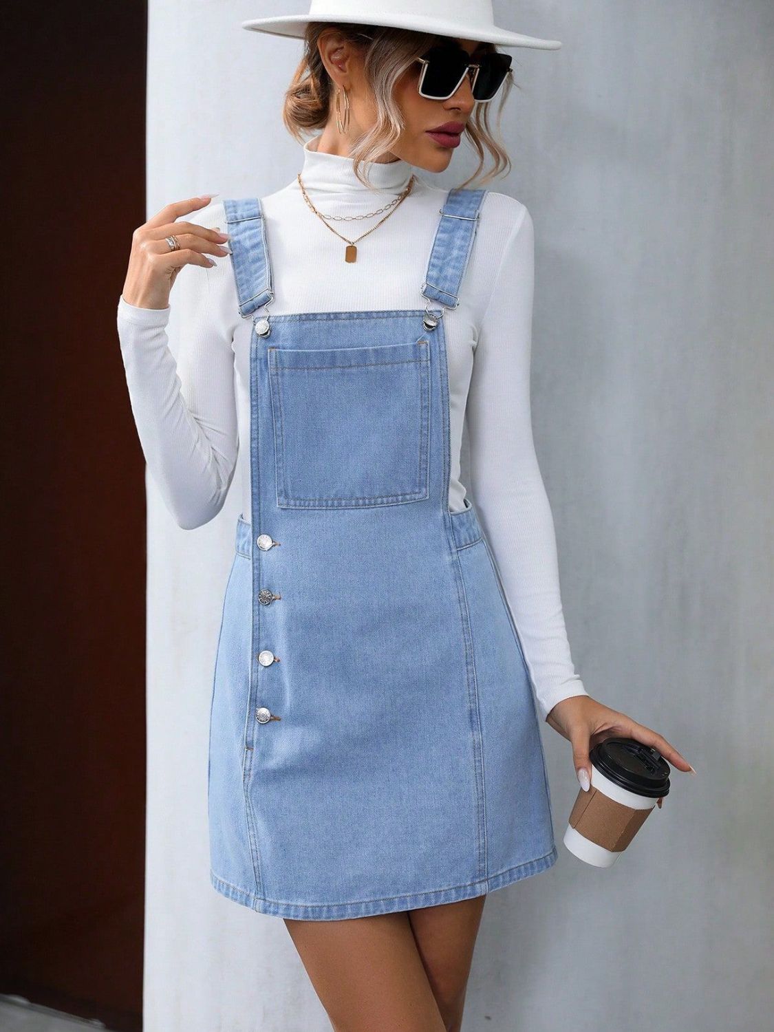 Denim Dreams: Wide Strap Overall Dress