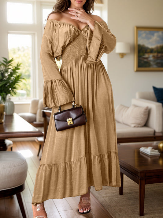 Flouncy & Fabulous: Smocked Flounce Sleeve Maxi Dress