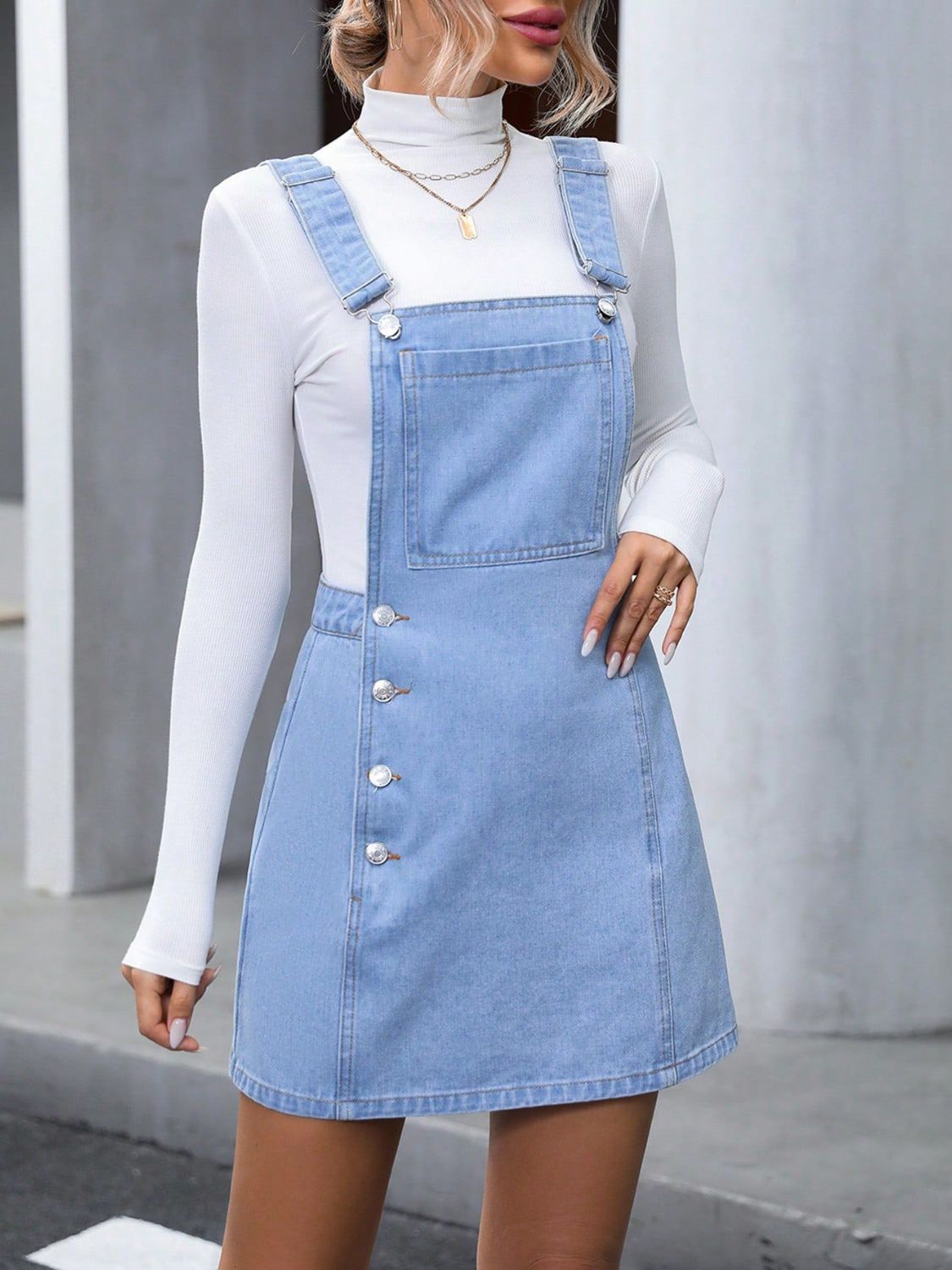 Denim Dreams: Wide Strap Overall Dress