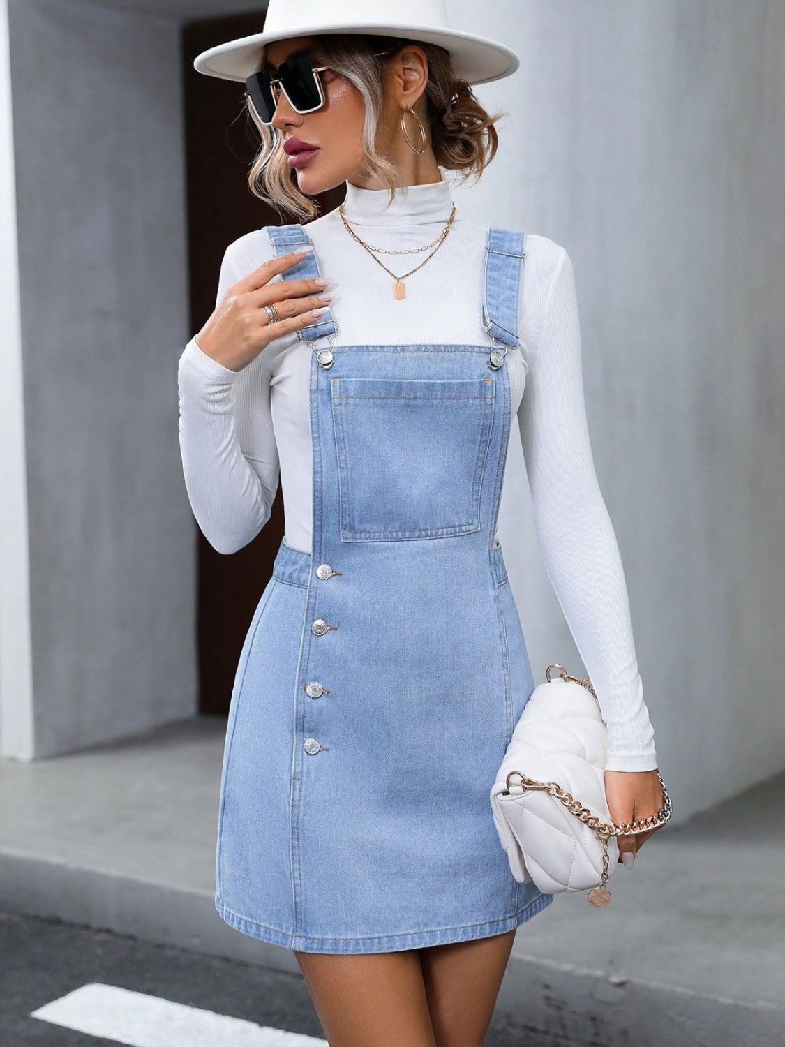 Denim Dreams: Wide Strap Overall Dress